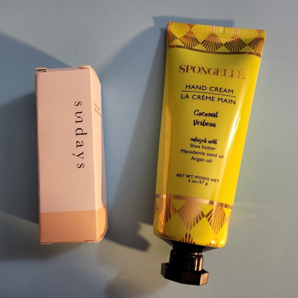 Spongelle Hand Cream Coconut Verbena Lotion and Sundays No. 8 Nail Polish Bundle